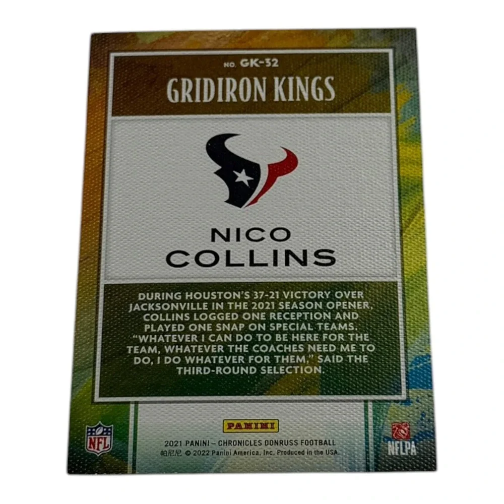 2021 Panini Chronicles Donruss Gridiron Kings Nico‎ Collins RC GK-32 Texans